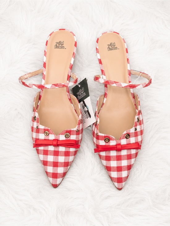 wild fable Shoes - Wild Fable Red Gingham Bow Kitten Heel Mules Women’s 9.5 Coquette Cottagecore